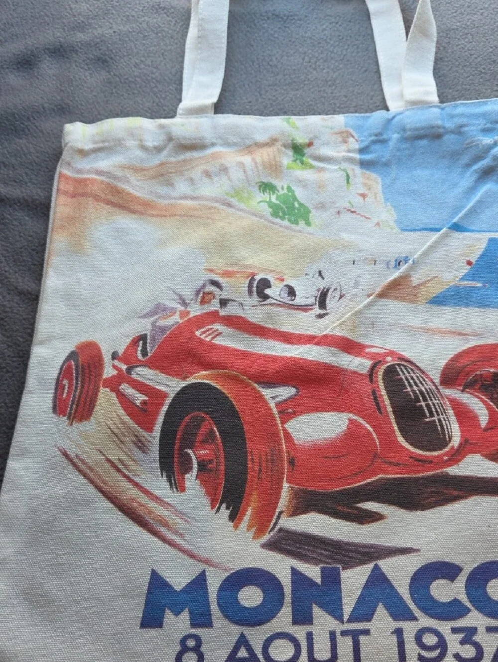 Monaco 8 Aout 1937 Red Vintage Racing Tote Bag - Men Bags